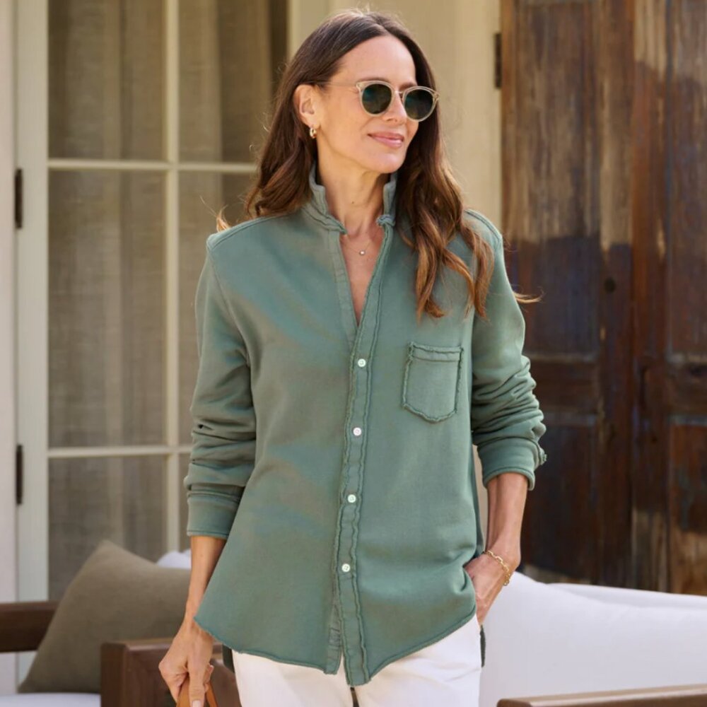 Frank & Eileen Eileen Button-Up Shirt TRIPLE FLEECE Size: S Army